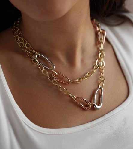 Long colored chain necklace - long chain necklace that can be worn layered.