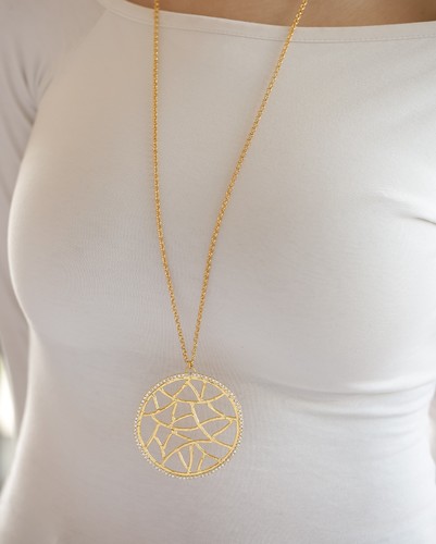 Long handmade necklace - Handmade gold-plated long necklace crafted with care, featuring elegant design and swarovski stones. Lightweight, unique, and perfect for everyday wear or special occasions.