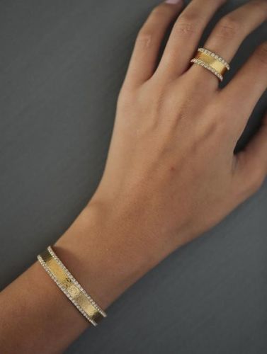 Set of bracelet and ring - Handmade bracelet and ring plated with 24k gold, crafted with care, featuring swarovski stones and an elegant design. Lightweight, unique, and perfect for everyday wear or special occasions.