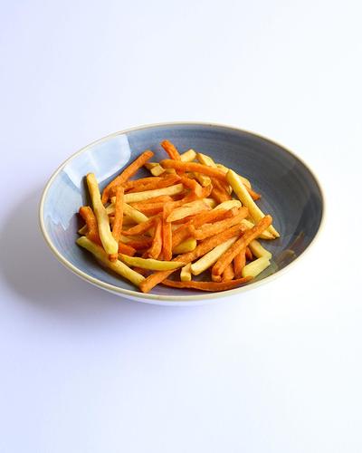 Mix Fries - Calories 235 , Protein 2.8g , Carb 38g , Fat 8g .