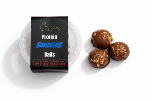Protein Snickers Balls - Calories 278 , Protein 13.9g , Carb 23.8g , Fat 14.2g .
