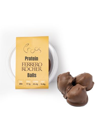 Protein Ferrero Rocher Balls - Calories 286 , Protein 17.1g , Carb 23.4g , Fat 13.8g .