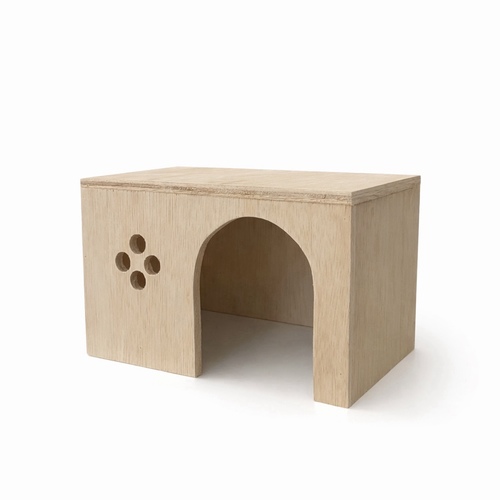 Bunny Hideout - A wooden hideout specially designed for small rabbits and other rodents to provide a safe and comfortable place to rest and hide.
Made from natural, untreated wood, making it completely safe for use inside cages or small enclosures.


Its practical design features side ventilation holes and a wide entrance for easy access, with a clean and elegant look that adds a natural touch to your pet’s space. 

📏 Dimensions: 

Height: 14 cm
Width: 25 cm
Length: 14 cm