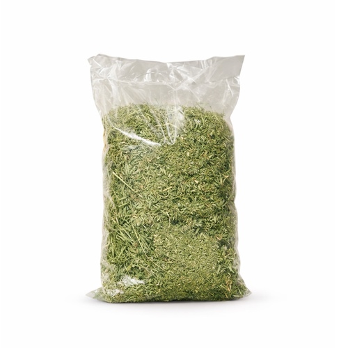 alfalfa hay high - Natural Alfalfa Hay for Young Pets 
 
 High-quality Alfalfa hay specially designed for young animals during their growth stage. Rich in natural protein and calcium to support healthy development and proper bone formation during the early months. 
 Its soft texture and leaf-rich composition make it easy to eat, making it ideal for recently weaned pets, as well as pregnant and nursing animals. 
 ⸻ 
 
 Nutritional Analysis 
 
 • Fiber: 28 – 32% • Protein: 14 – 18% • Calcium: 1.0 – 1.5% 
 
 
 
 Feeding Guide 
 
 Provide freely throughout the day (24 hours). Serves as a primary food source for young pets during their growth stage. 
 
 
 
 Benefits 
 
 • Supports healthy and rapid growth • Helps strengthen bones and teeth • High in energy and protein for young animals • Promotes digestive health • Ideal for weaning and early growth stages 
 
 
 
 Suitable For 
 
 Young Rabbits • Pregnant & Nursing Animals • Guinea Pigs • Chinchillas • Hamsters 
 
 
 
 Approximate Weight 
 
 500 g