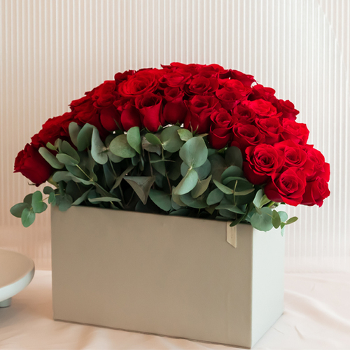 Red Roses - Fresh flowers  leather box