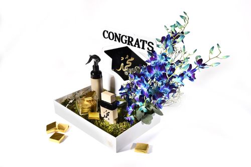 Horof - CONGRATS 1 - Perfume 50 ML (French on cold oud) Sprays 200 ML
 Cocoa - natural rose Eclerk graduation cap model Write according to your choice