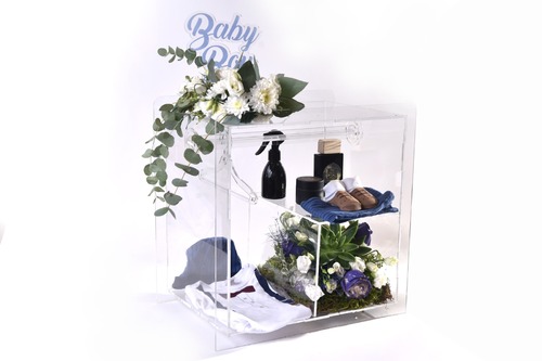  حروف - BABY BOY 3 - طقم ملابس أطفال عطر 50 مل رشوش 150 مل بخور معمول ورد طبيعي ايكليرك حسب الاختيار كرت اهداء العرض 45 سم × الارتفاع 55 سم