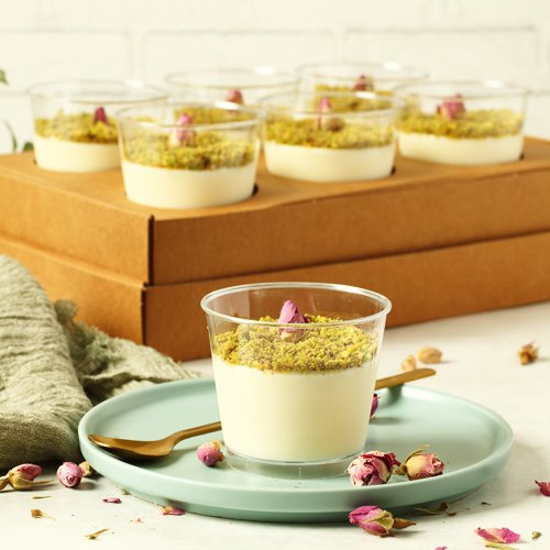 Lokmat Beit - Muhalabiya - milk Pudding toped with pistachio powder