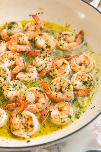 Shrimps a la provincale - Fried shrimps with garlic & coriander lemon sauce