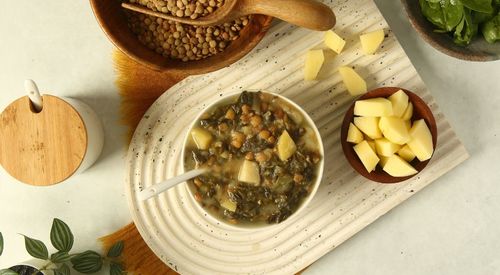 Adas B hamoud  soup - Adas b lemon soup : Lentils , potatoes , chard & lomon