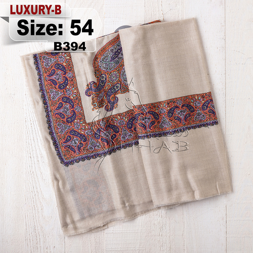 LUXURY-B394-54 - LUXURY ,PASHMINA,kashmiri,orginal,hand made embroidered,one size of this shawl are avilable.