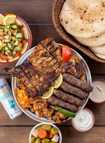 AL Rahawan - Half Grilled Chicken-2 Kofta-1 Tawooq- Spiced Rice-Salad-Tahina-Garlic-Kinza-Bread-Mixed Pickles