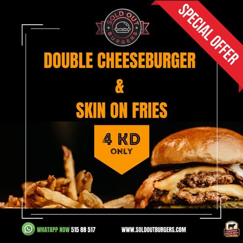 Friday offer - Double smashed cheese burger + skin on fries