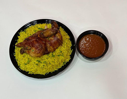 Roasted Half Chicken Meal - Half grilled chicken with rice and broth