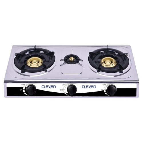 CLEVER GAS STOVE CGC333SS 3 burners with IGINATION  .4MM STAINLESS STEEL