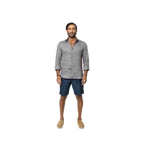 Capri Linen Shirt 100% Italian, Dark Gray Color