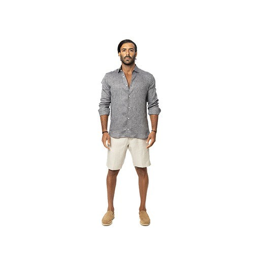 Capri Linen Shirt 100% Italian, Dark Gray Color