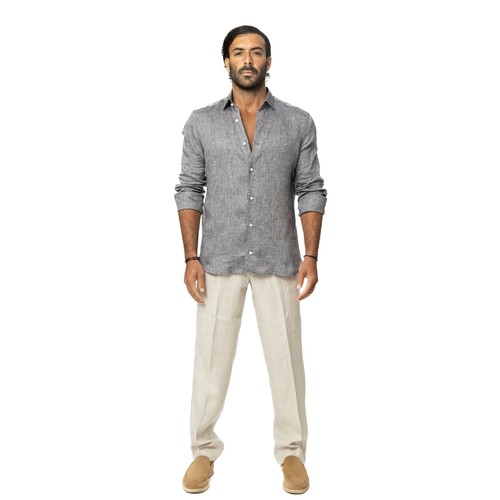 Capri Linen Shirt 100% Italian, Dark Gray Color