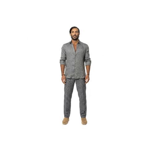 Capri Linen Pants 100% Italian Dark Gray