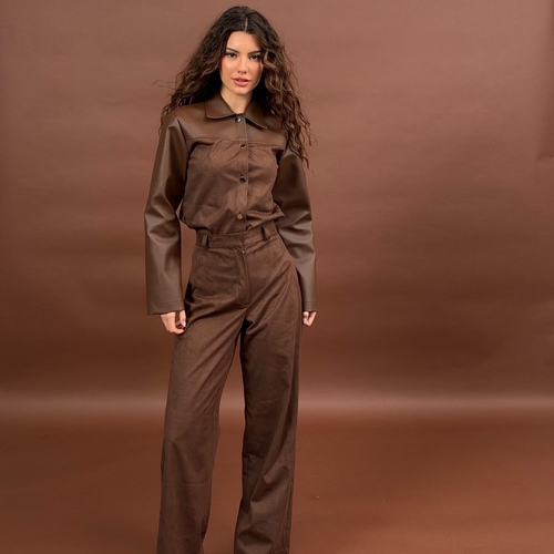 brown suede set