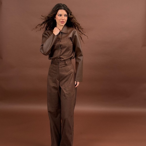 brown suede set