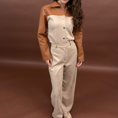beige suede set