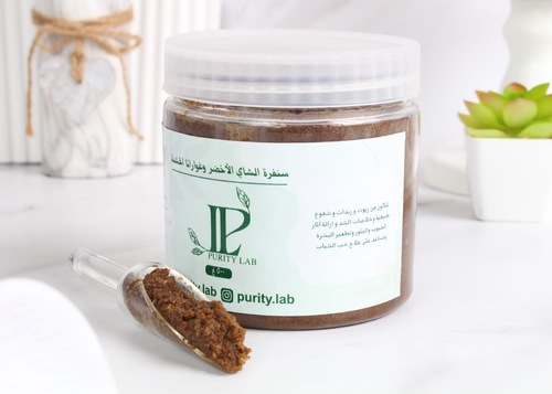 بيوريتي لاب - سنفرة الشاي الأخضر و غوارانا 500g - تتكون من زيوت و زبدات و شموع طبيعية و خلاصات الشد و إزالة آثار الحبوب و البثور و تطهير البشرة وتساعد على علاج حب الشباب