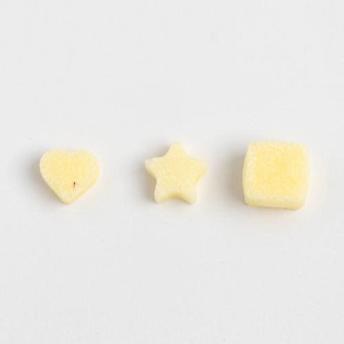 Saffron Sugar - Sugar cubes  Stars  Hearts  
 Color : yellow