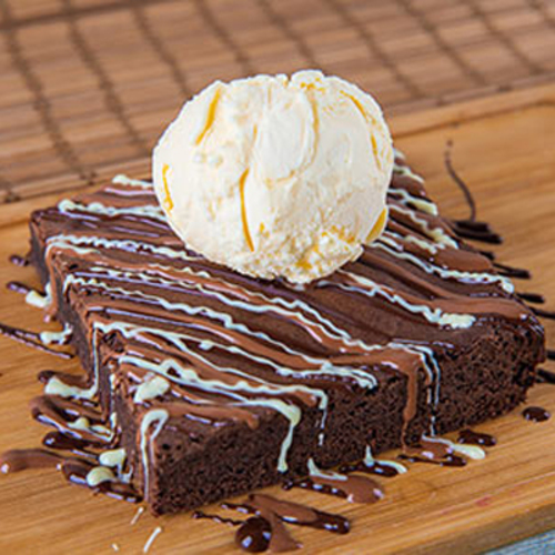 Brownies With Ice Cream - Topped with 3 kind of chocolate