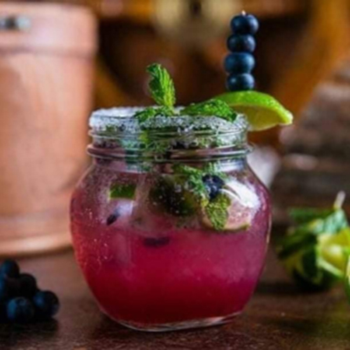 Blueberry Mojito - Blueberry, mint leaves, lime and soda.