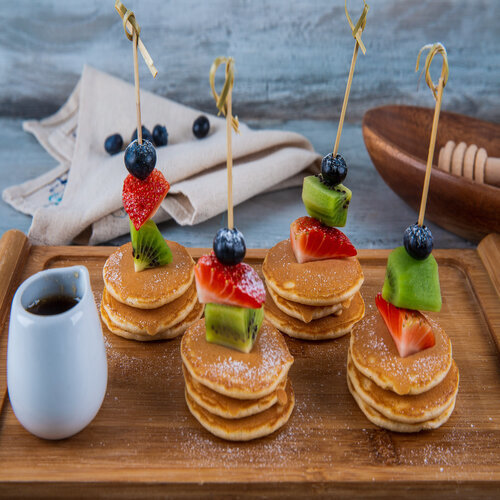 Fruit  Mini Pancake - Original mini pieces of pancake with fruits , served with country breakfast syrup