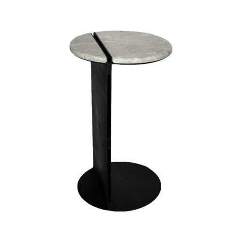 Grey Marble Side Table - Dimensions: 37.5x36x63 cm