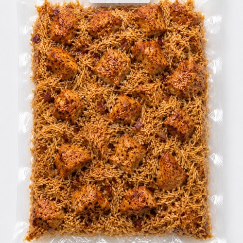 smoked red rice with shish tawooq