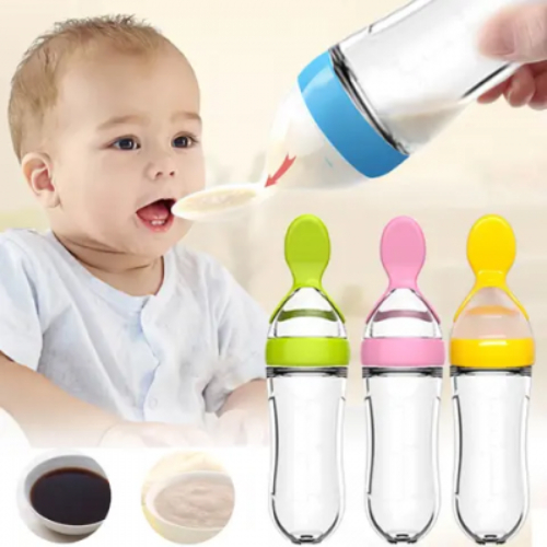 2 Tablespoons - 2 tablespoons - Colors: white, yellow, blue, pink, green
Baby spoons are baby feeders
Newborn baby bottles
Made of food grade silicone
- Nitrosamine Free, Phthalate Free, BPA Free, No PVC
- By pressing the bottle, it is used for feeding
 - Make sure to mania the food well to get the food out without a problem Price: 5 Kuwaiti dinars