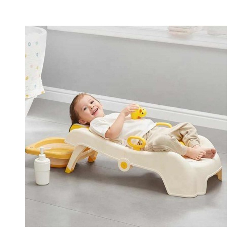 Hair Wash Basin - Hair wash basin Available in yellow and gray
- The Baby Collapsible Shampoo Chair is made of polypropylene and is resistant to harmful substances such as BPA.
Ergonomic chair back, balanced partial pressure support, fit the back curve, comfortable support for the baby's spine.
Practical and ergonomic design, retractable, adjustable according to the comfort of the baby's neck.
Hanging design, easy to fold, easy to store and carry.
The four seat cushion can be adjusted to adjust the gear position according to the needs of different age groups.
- The child can be used between 0-15 years old and 1.68 meters long.