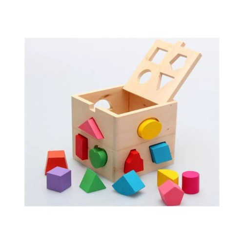 Cube shapes game - Cube shapes game  Develop the child's mind  Strengthens focus and control of the parties  High quality  made of wood  Suitable from 1 year to 4 years approximately  Height 12,5 cm, length 14,5 cm,  width 14 cm  The price of the game is 5 k.d