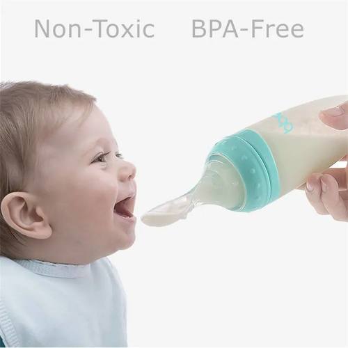 Transparent silicone baby spoon