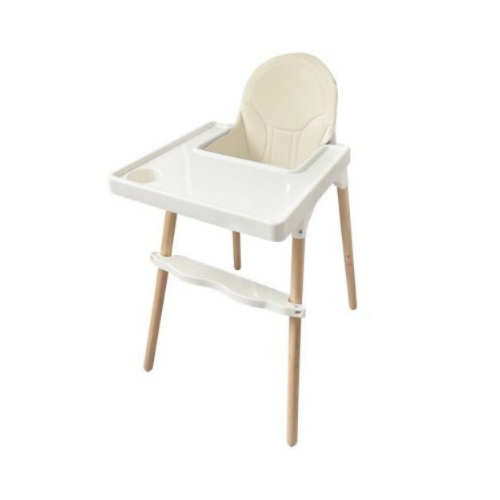 multi height dining chair - Wooden legs- Adjustable in height- Safe for the childThe pictures show the dimensions of the chairBeige colourComfortable pillow- There is an anti-slip rubber on the ends of the legs- The table is detachableSuitable for ages from 6 months to 36 monthsThere is a secure belt