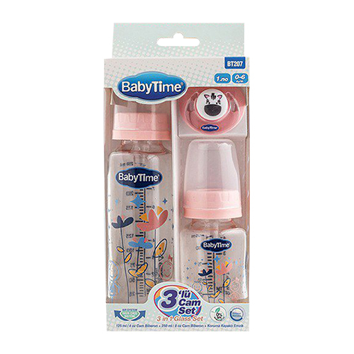 Set of 2 feeding kits with a natural anti-bacterial pacifier 3 glass BT207 - Against bacteria Age from 0-6 months