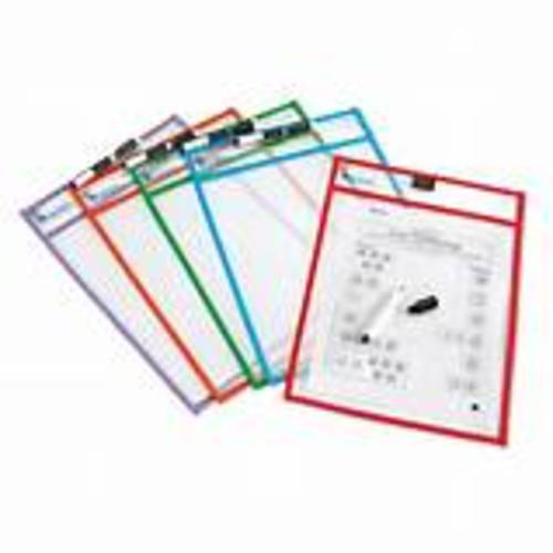 write & Wipe Pockets - Environmentally friendly – saves on paper use Holds up to A4 sized paper Pockets feature handy loops for pen storage Includes five dry-erase markers featuring erasers Set of 5.