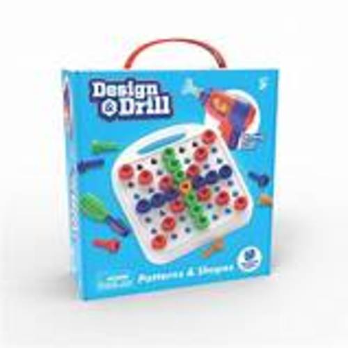 Design & Drill Patterns & Shapes - EXPERIENCE THE THRILL OF THE DRILL: Kids power up their imaginations and build coordination skills as they use the kid-friendly drill & bolts to match the included design cards or create their own pictures, patterns, and shapes INTRODUCE STEM LEARNING: Introduce key early math skills in a playful way! As kids are drilling, they’re also counting and sorting colorful bolts, following patterns, and re-creating pictures as they play BUILD FINE MOTOR SKILLS: Select and place a bolt, aim the toy drill, and squeeze the trigger to hold it in place. Or place and twist the mini screwdriver to tighten and loosen the colorful bolts. Either way, kids are developing the fine motor skills they need to tie their shoes and hold a pencil INCLUDES: 7.5” x 7.5” Design board, motorized drill with socket bit, mini screwdriver with Phillips bit, 5 double-sided pattern cards, and 50 colorful bolts. Drill requires 3 AAA batteries (not included).