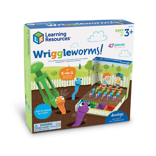 wriggleworms - Build new fine motor skills every time you catch these colourful worms Strengthen pencil grip, coordination, and fine motor essentials with the Tri-Grip Tong 5-IN-1 preschool learning fun; master colours, numbers, and more No-mess, dig for worms without the dirt.