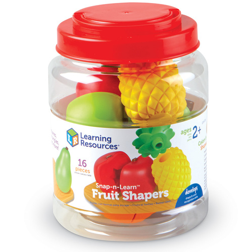 Fruit Shapers - Match the shapes hidden inside these fun fruits SNAP-APART, push-together preschool toy builds fine motor and imagination skills Ready to build colours recognition, vocabulary, shape sorting skills, and more Includes sturdy plastic storage bucket for convenient storage when playtime is over PERFECT FOR AGES 2+