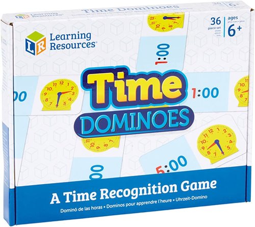 Time Dominoes - Develop time-telling skills with this enagaging time themed game Features digital and analogue clocks Features two levels of play; 12 hour and 24 hour time formats Colour-coded hours and minutes for recognition Includes multilingual activity guide