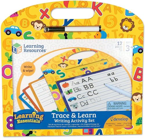 Trace & Learn Writing Activity Set - Portable activity set for drawing and writing; ideal for on-the-go learning fun Pre-printed activities cover a variety of early learning areas Encourages handwriting and improves letter and shape formation Create your own activities on A4 paper to use too! Wipe-clean pocket enables children to use the board time and time again.