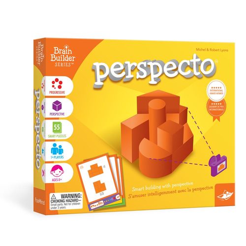 Perspecto - Players use high-precision GeoBlocks to build 3D structures based on 2D representations of a shape from different viewpoints. Perspecto develops STEM skills and problem-solving abilities through captivating gameplay. Players progress through 55 puzzles across 6 levels of complexity, gradually building their spatial reasoning and visualization skills. Suitable for age 7 years and Up.