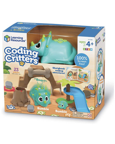 Coding Critters (Dino) - Code along with your first coding friends and their screen-free storybook coding adventure. Play fetch, hide and seek, and more with curious Scamper and sneaky Sneaker Design your own endless coding challenges with the 22-piece pet playset Play mode simulates real pet. Toy of the Year Award winner for children ages 4 and up