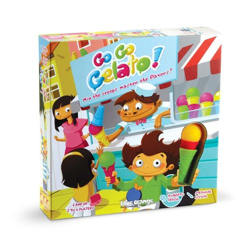 Go Go Gelato - Use logic to become a gelato-mixing master! Pass the scoops between the cones to match your customer’s orders first. Think fast and Plan ahead, it’s a race! Perfect beginner logic game for little minds. Includes 16 cones, 12 Gelato scoops, 54 challenge cards, and illustrated rules.