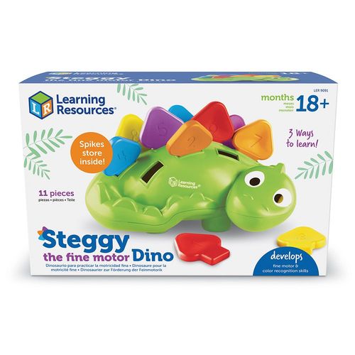 Steggy The Fine Motor Dino - Build essential fine motor skills with Steggy the Fine Motor Dino Boost pincer grasp, hand strength, and more with Steggy’s 10 pinch-able, pull-able scales. Learn early color and number recognition for 3-in-1 learning fun. Store Steggy’s scales inside for easy cleanup when play time’s done. Ages 18 months and up.