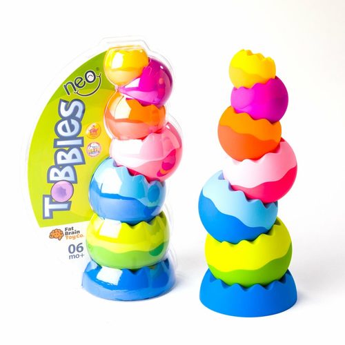 Tobbles Neo - Physicsinterplayswith modern design throughout these six unique stackable spheres! Balance, Nest, Spin and Stack them in gravity-defying angles; ideal for busy, curious children Perfect for ages 6 months and up; made of high-quality ABS plastic; safety tested; sturdy design Great for sensory exploration, motor skills, coordination, spatial reasoning, imaginative thinking includes 6 dual-colored spheres and a base to stack them on